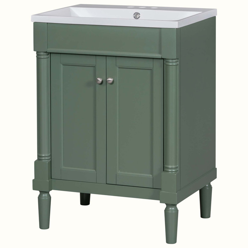 Meuble-lavabo simple 24 po avec plateau en bois manufacturé Davorka, L 33 po x L 84 po
