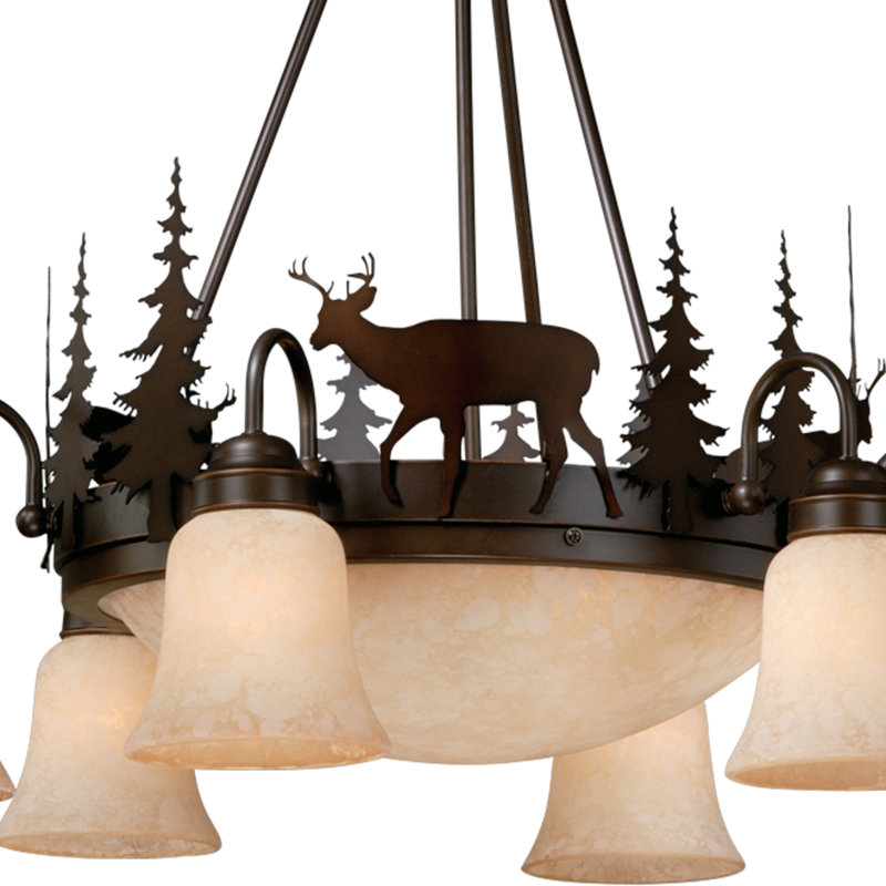 Kynslea 9 - Light Steel Dimmable Classic / Traditional Chandelier, Deer