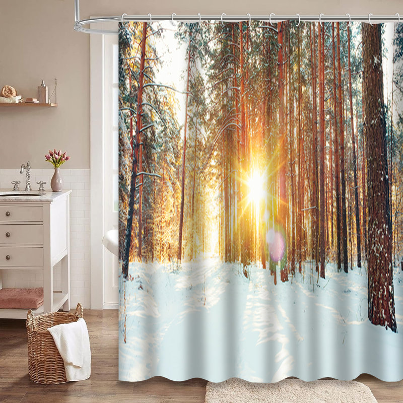 Rideau de douche avec 12 crochets Sunrise, L 72 po x l 78 po