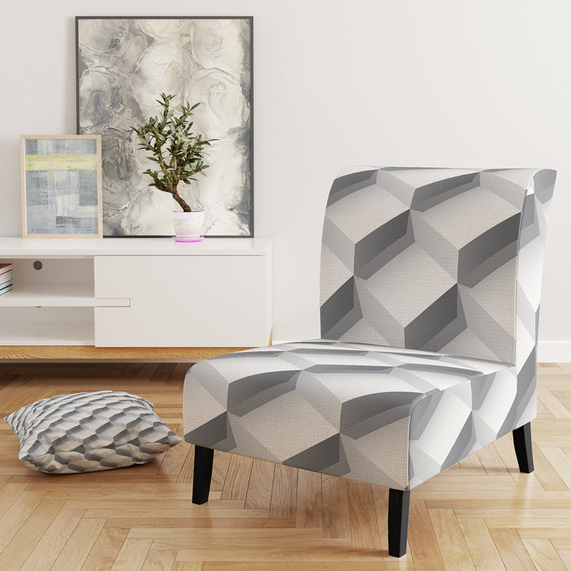 Motif abstrait blanc - Fauteuil de chambre rembourré scandinave