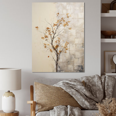 Minimalisme, arbre d'érable beige Melody III sur toile