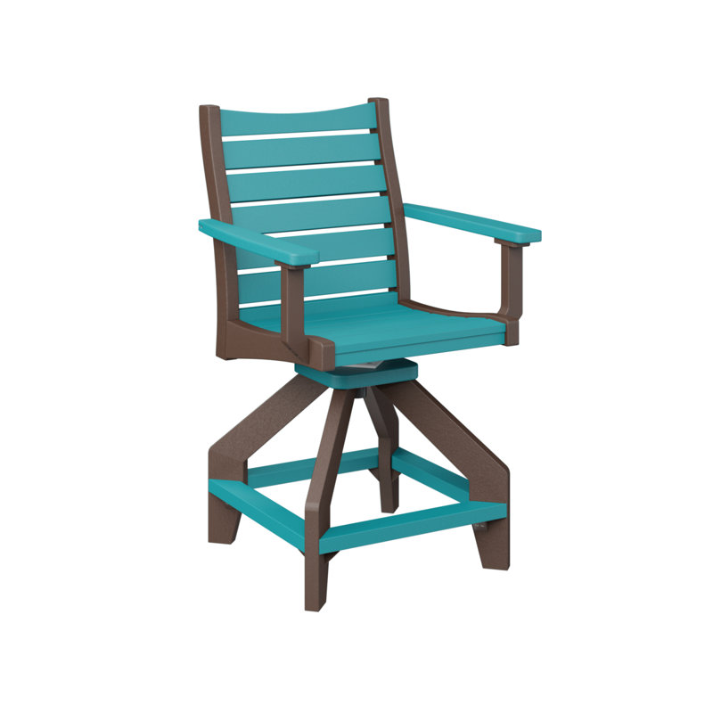 Bristol Outdoor Bar Stool, Aruba Blue, Chocolate Brown