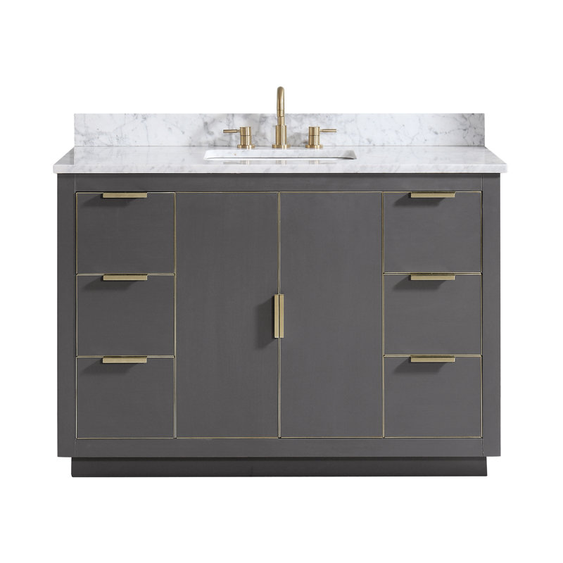 Austen 49'' W Single Vanity, Twilight Gray, White Quartz/Silver