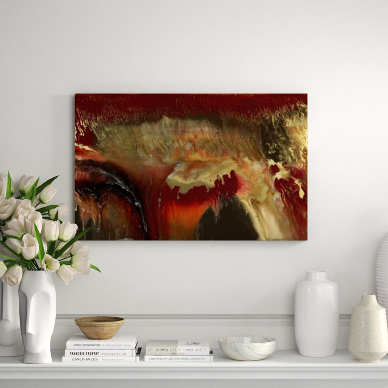Fire And Gold Painting by Blakely Bering, 24" H x 38" W x 1.5" D, Marble Glaze