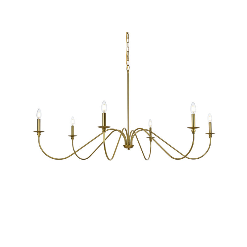 Lustre à intensité variable 6 lumières Sherree , H 28 po x l 54 po x P 54 po, Or satiné