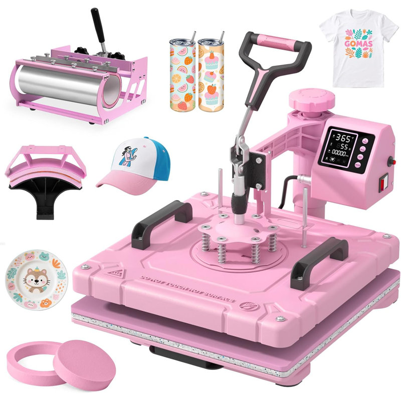 Machine à presser 5 en 1 Suteck, combinaison de sublimation par transfert de chaleur à 360 degrés, 15" x 15", Pink