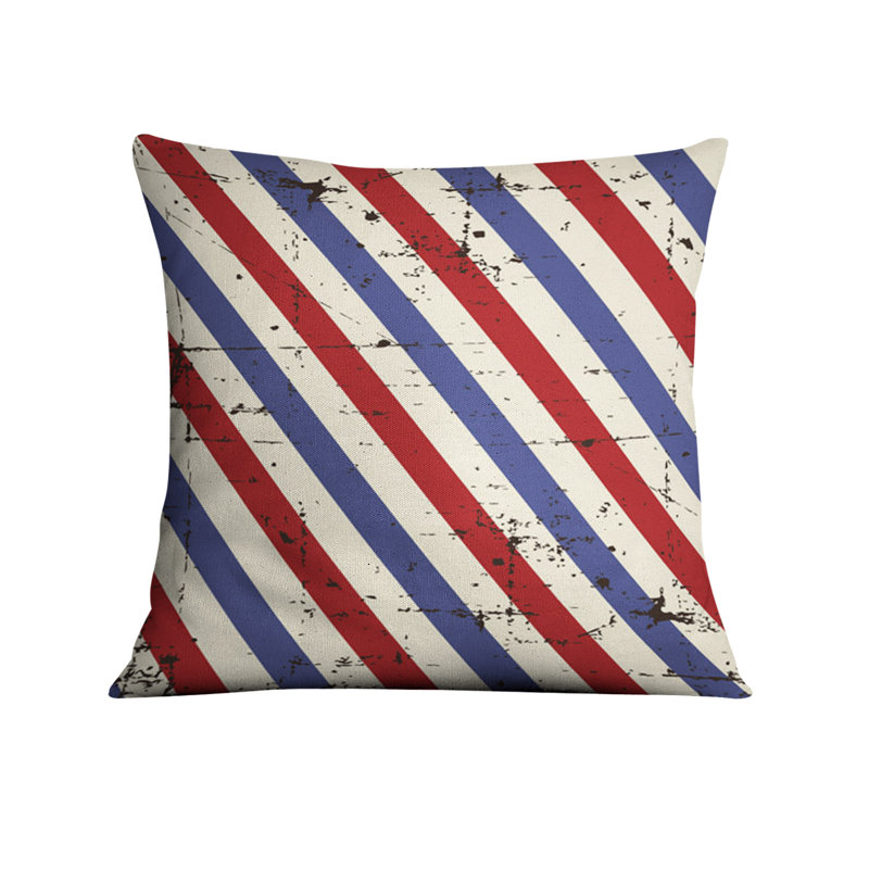Throw Pillow Cover Only, H 18 po x l 18 po, Bleu / blanc / rayures rouges 2