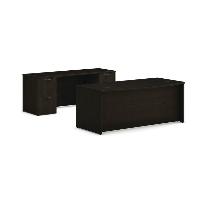 Mod Office Suite with Bow Front Desk, Java Oak