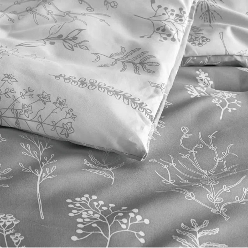 Best Seller Bedsure Comforter Set Reversible Cute Floral Bedding, 89GSM, Gray, King 