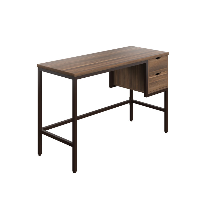 Bouton Metal Base Writing Desk, Walnut, Black