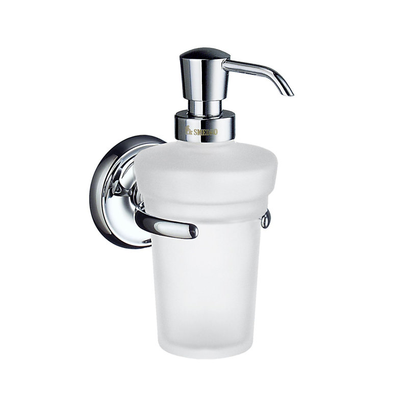 Distributeur mural de savon / lotion - contenant en verre givré , Chrome poli