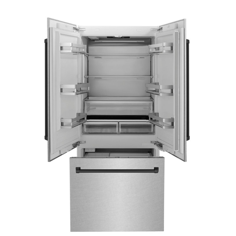 ZLINE 36" 19.6 cu. ft. Built-In 3-Door French Door Refrigerator with Internal Water and Ice Dispenser, Matte Black