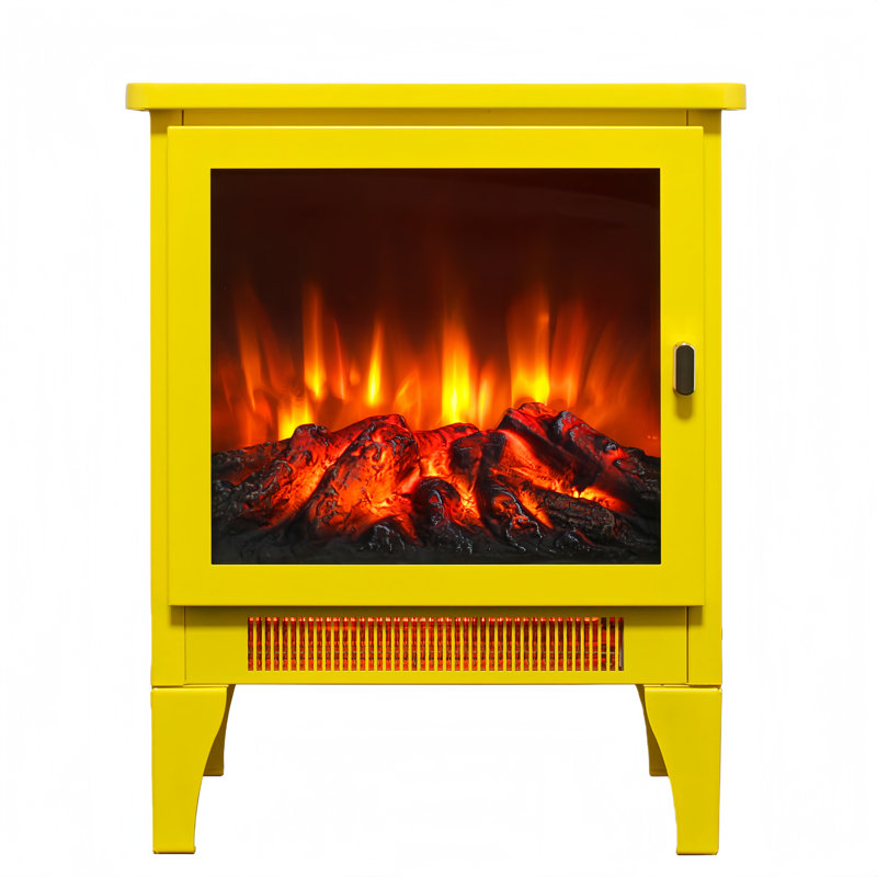 Poêle électrique autoportant avec effet de flamme 3D, Jaune