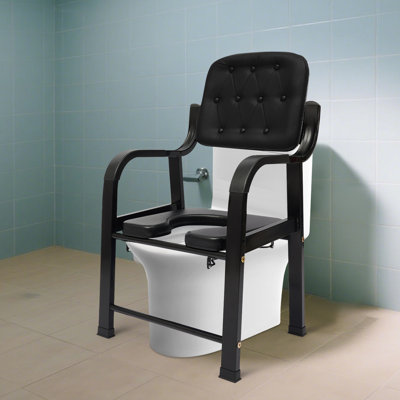 Heavy Duty Toilet Chair With Removable Bucket, Bedside Commode Chair For Elderly/Disabled/Injured, Bedside Commode Chair With Backrest