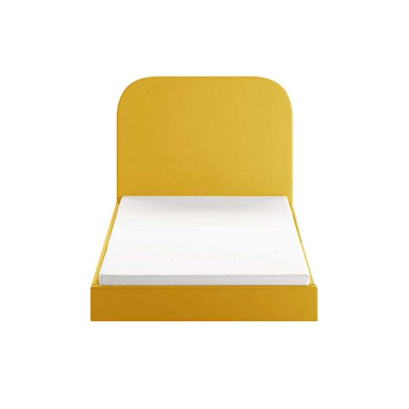 Plum Upholstered Ottoman Storage Bed, European Double  (140 x 200 cm), Yellow