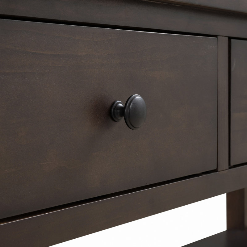 Console rétro avec deux tablettes ouvertes, structure en bois de pin massif et pieds pour le salon