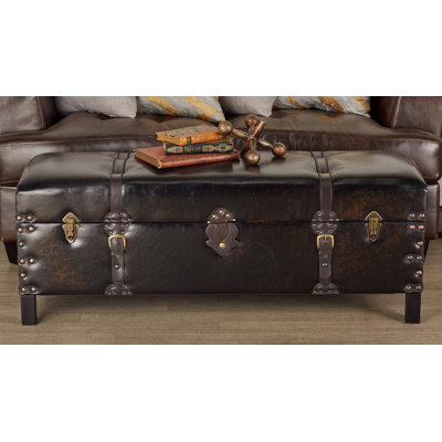 Williston Forge Storage Benches 3 pcs Dark Brown Solid Wood Pine & Faux Leather | Wayfair