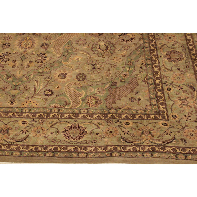 Tapis oriental brun en laine 9 pi 1 po x 12 pi 4 po Aaru