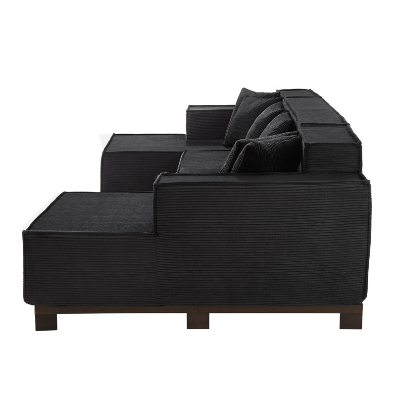 Canapé modulaire moderne en forme de U Canapé modulaire rembourré, Noir