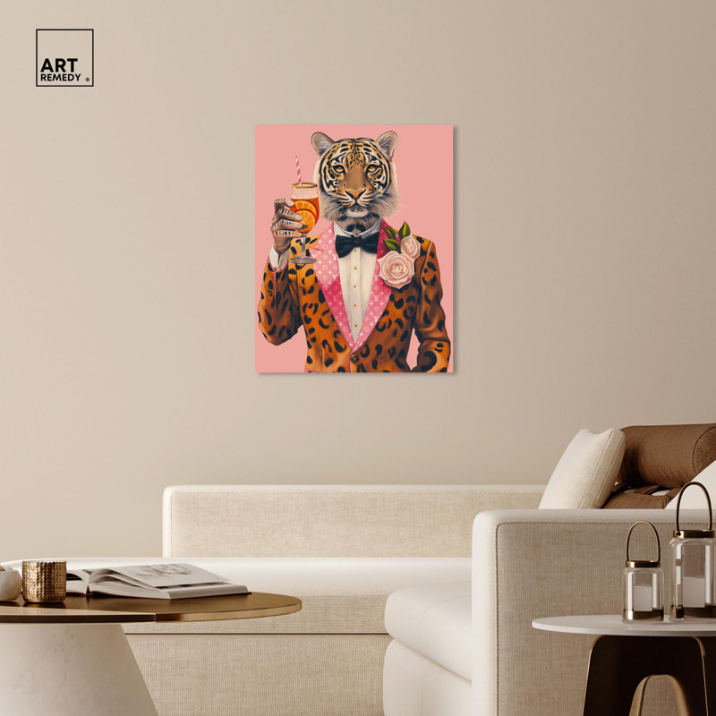 «Tiger Bellini», art mural Glam, H 36 po x l 30 po, Toile tendue