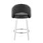 Tabouret de comptoir à hauteur fixe avec pivot en bois blanc et similicuir noir avec repose-pieds rond chromé - ensemble de 2