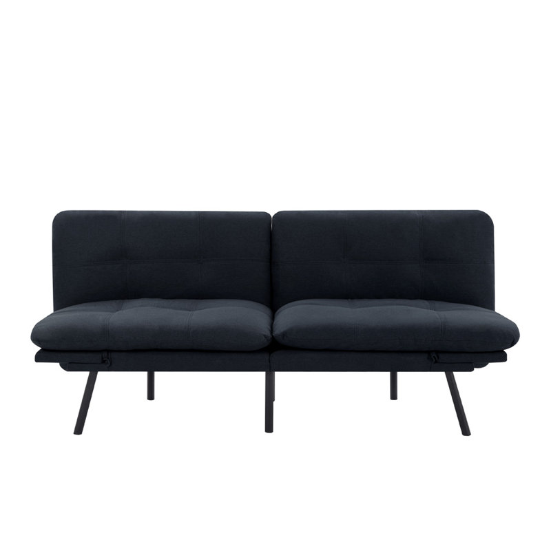 Canapé-lit futon convertible avec pieds en métal, Noir