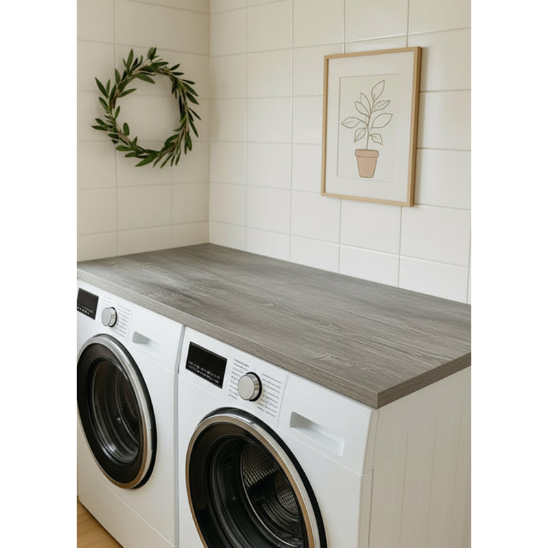 Wooden Washer And Dryer Top: Custom Laundry Room Countertop Handcrafted To Fit 60 X 36"  Weathered Grey, Silver