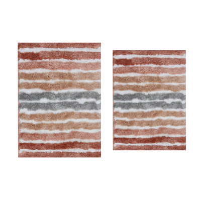 Bathroom Rugs Set of 2, Ultra Soft Microfiber Mats, Absorbent & Quick Drying, Non-Slip Rubber Backing, Machine Washable Bathroom Mats, Sink – 20x32, 24x40 Coral