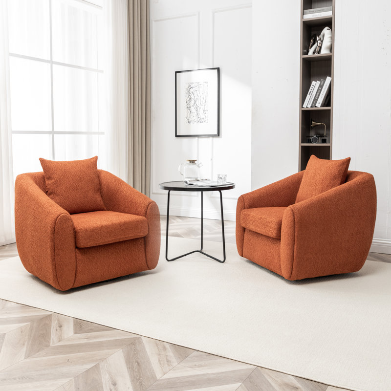 Duston 32'' Wide Upholstered Swivel Chair, Orange