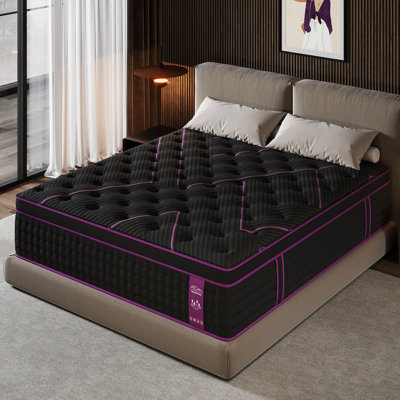 12''/14''  Euro Top Medium Firm Hybrid Mattress With Pocket Coils & Breathable Knit Cover, Fiberglass-Free, Mattress In A Box