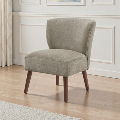 Chaise d'appoint Mid-Century moderne - Canapé rembourré sans accoudoirs avec pieds en bois de noyer massif pour le salon ou la chambre à coucher