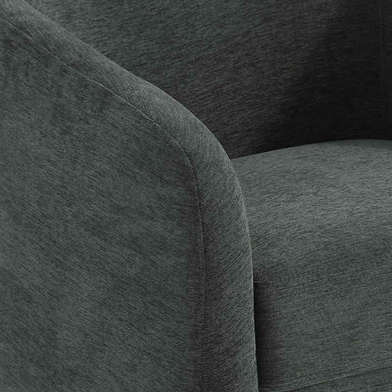 Fauteuil demi-tonneau pivotant en chenille gris avec base en bois massif Applewold, Gris