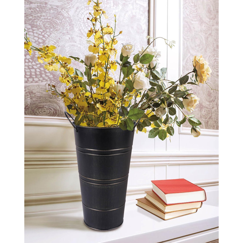 Ensemble de 6 vases à fleurs 12 "en métal galvanisé noir avec poignées