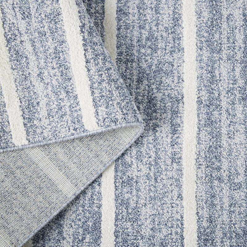 Lillian Lillian August Crescent Aris Modern Striped Area Rug, Blue/Ivory, 5''2"X7''2", Rectangle 5'2" x 7'2"