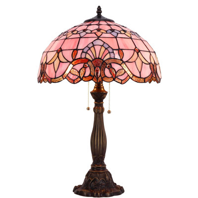 Lampe de table Tiffany en verre teinté rose lampe de chevet style lampe de bureau 16 x 16 x 24 pouces décor chambre salon bureau à domicile