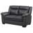 Jacob Grey Contemporary Faux Leather Loveseat With Pillow Top Arms