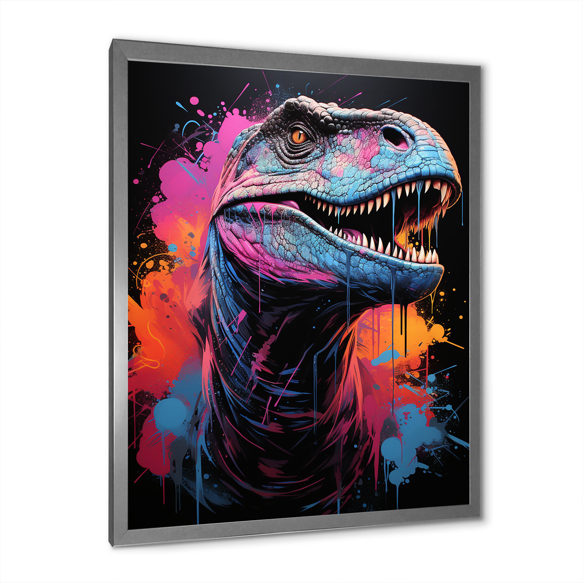 Trinx Blue And Purple Prehistoric Dinosaur Portrait - Dinosaur Wall Art ...