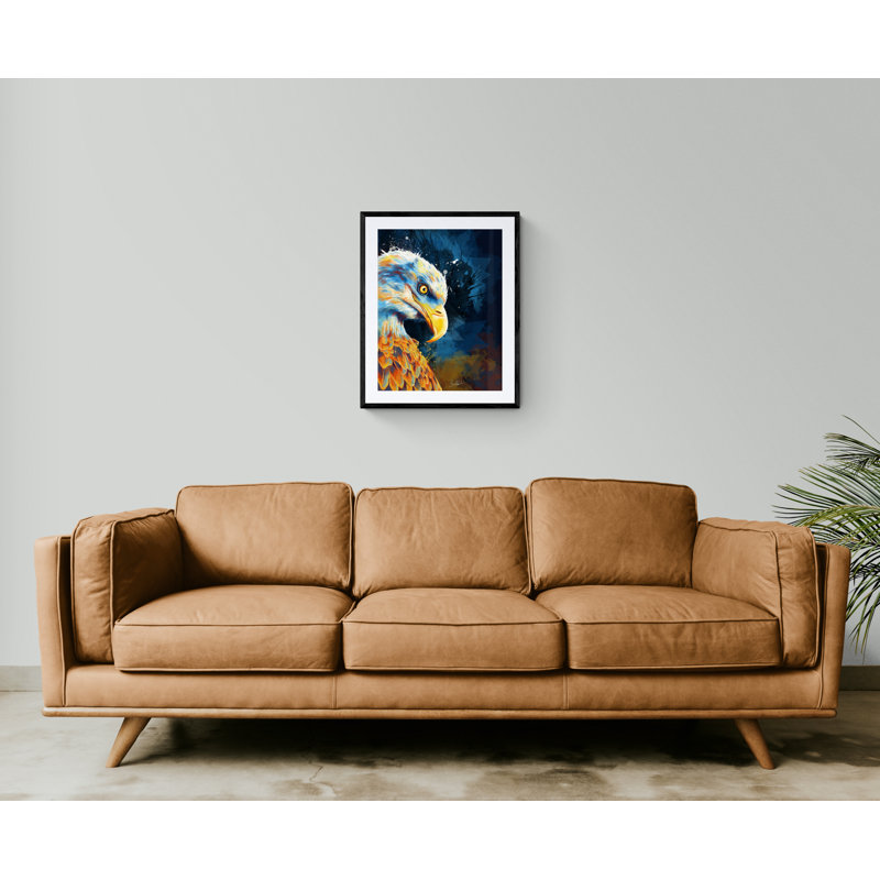 Eagle Eye, Bird Digital Illustration Print, 30" H x 24" W, Black Framed Paper