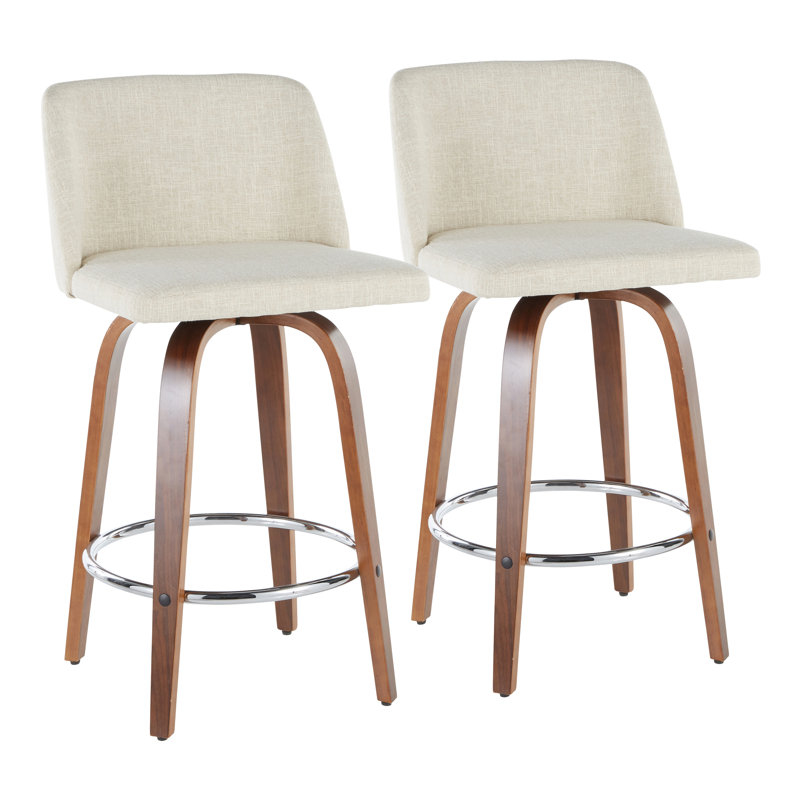 Lakyia Swivel Upholstered Counter Stool, Cream, Chrome