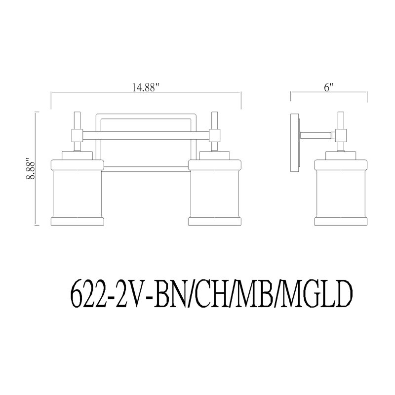 Cadoc 2 Light Vanity, Matte Black
