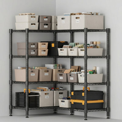 4-Tier Wire Shelving Unit With L-Shape Assembly Option - 60"W X 14"D X 60"H
