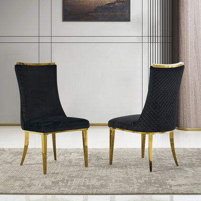 Tufted Velvet Upholstered Parsons Chair in Black -  Everly Quinn, 82A2598C0B8C4782887A81784537FEC2