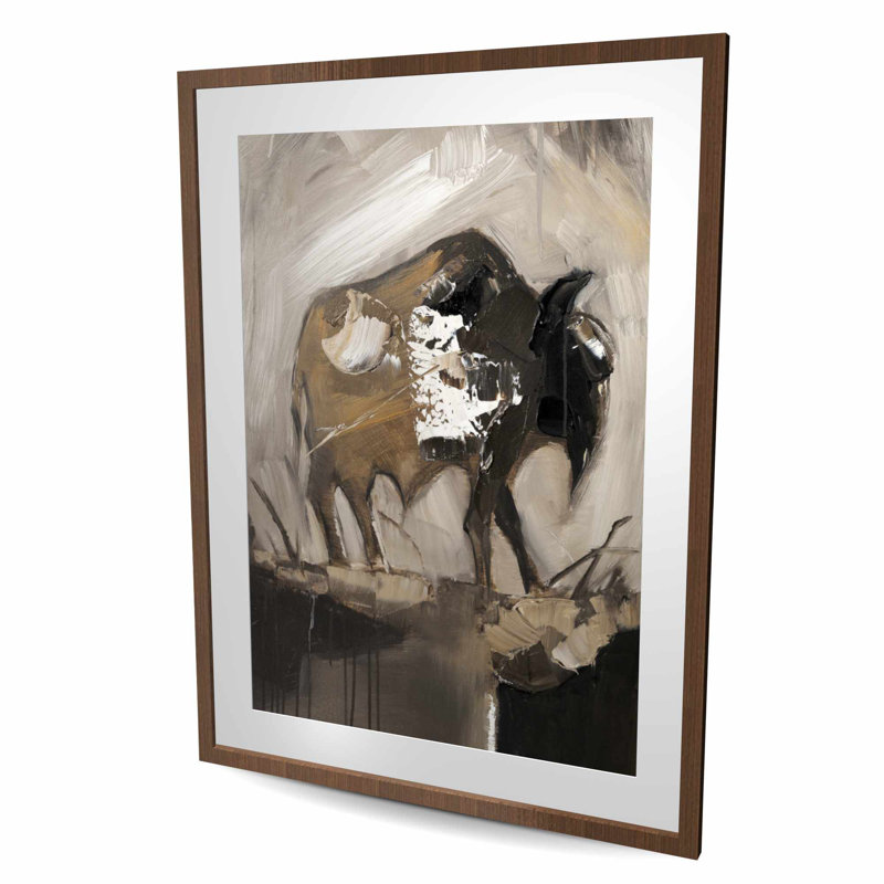 Abstrait Buffalo - reproduction mat encadrée rustique pour la décoration intérieure