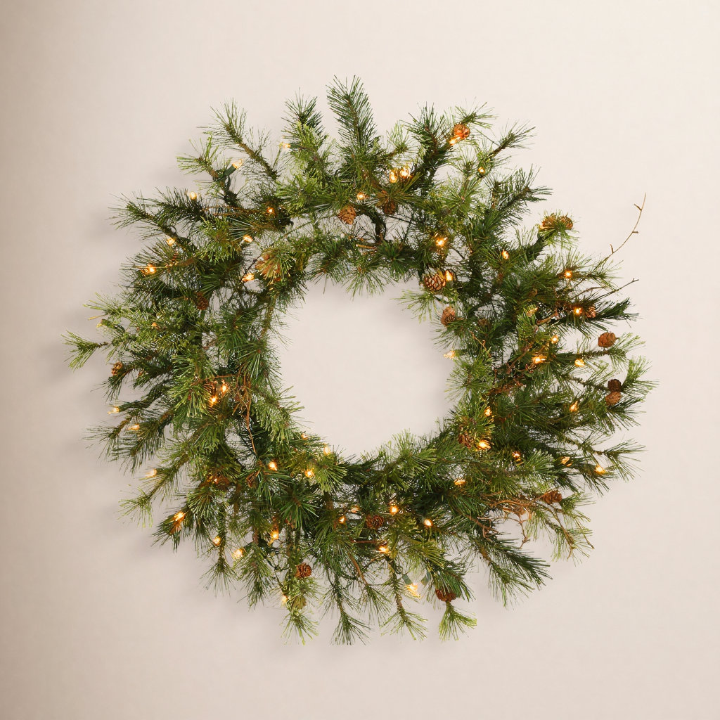 Andover Mills™ Galarza 60" Pre-Lit Wreath, 60" W x 60" H x 3" D, Yes