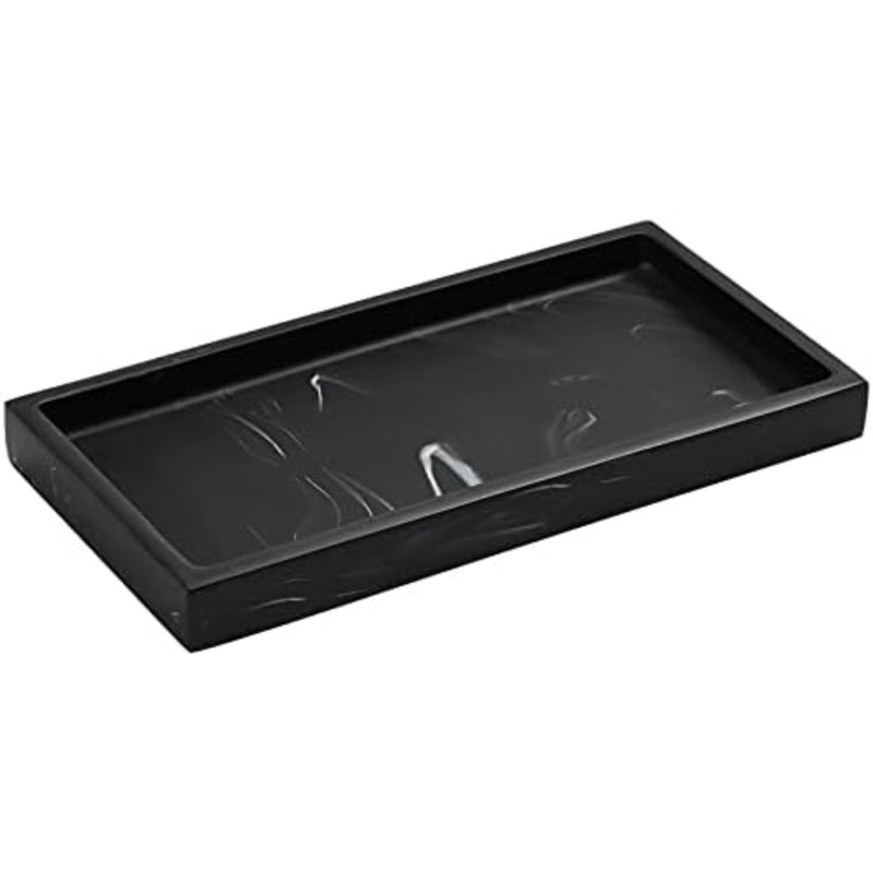 Plateau de meuble-lavabo pour salle de bain, 8 x 4 pouces, résine, bijoux, anneau, anneau, réservoir de rangement, évier de cuisine, support de plaque de comptoir pour accessoires de salle de bain, mini, encre noire