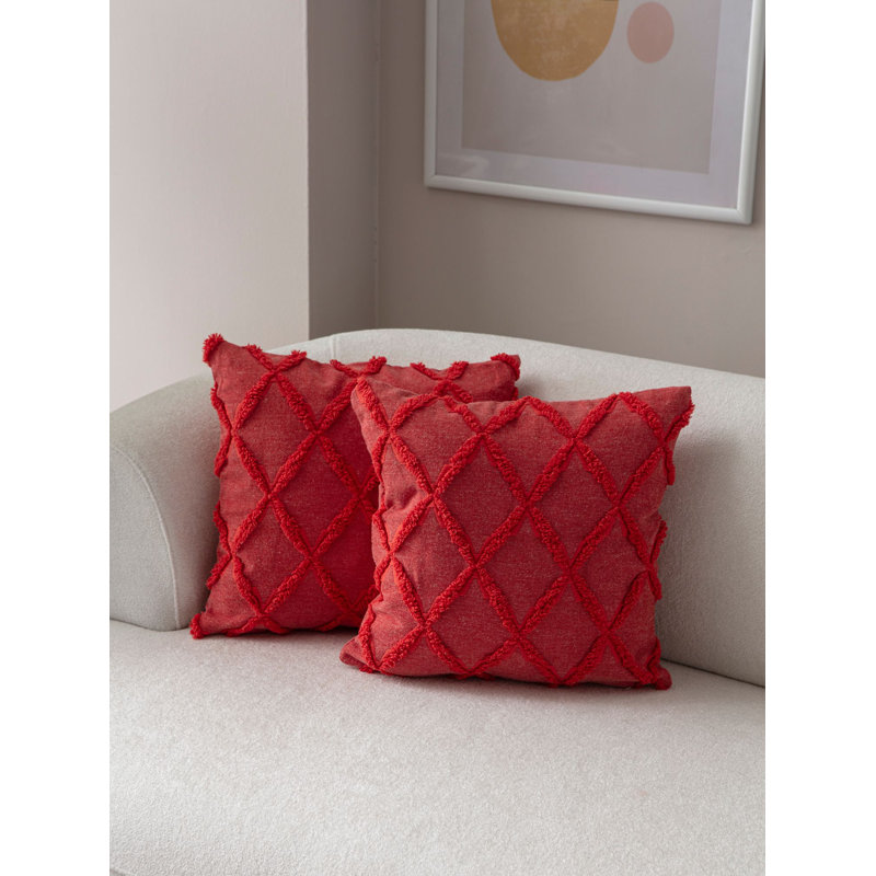 Vibrant Red Cushion Cover Set (2 Pieces), 16.9 x 16.9 Inches | 100% Polyester, Durable & Machine Washable | Soft Fabric with 100 GSM Density, Perfect for Living Room & Bedroom Decor, Stylish & Comfortable