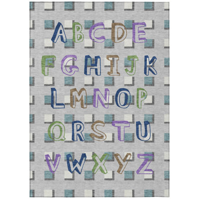 Machine Washable Indoor/Outdoor Chantille ACN2827 Alphabet Rug