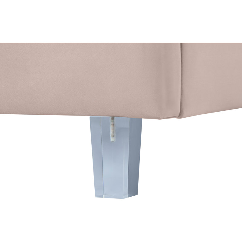 Barthel Upholstered Platform Bed, Pink Velvet, Queen