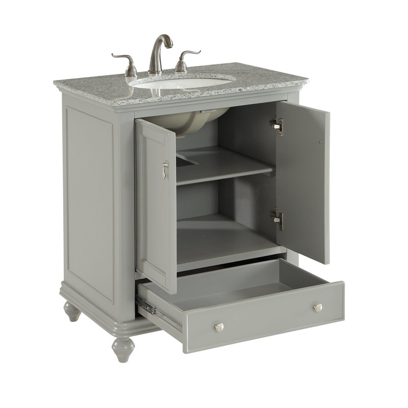 Otto 30'' Single Bathroom Vanity with Top, Light Gray, Sparkling Gray Quartz