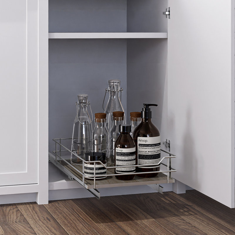 Rangement à 1 niveau pour armoire de cuisine, Argenté / Brun, L 14 po x P 20,7 po